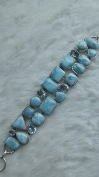 Zilveren armband met Larimar en blauw Topaas